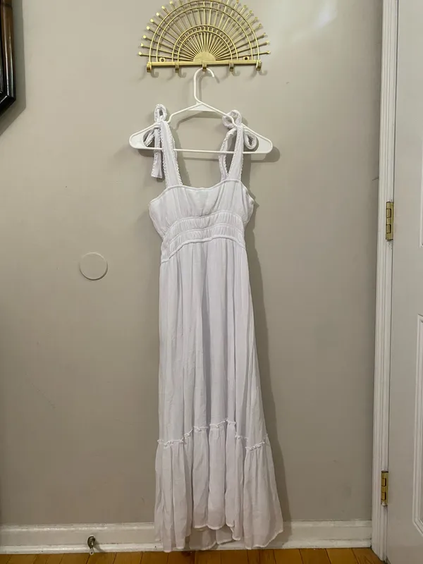 Trixxi White Tie-Shoulder Smocked Maxi Dress - Image 2