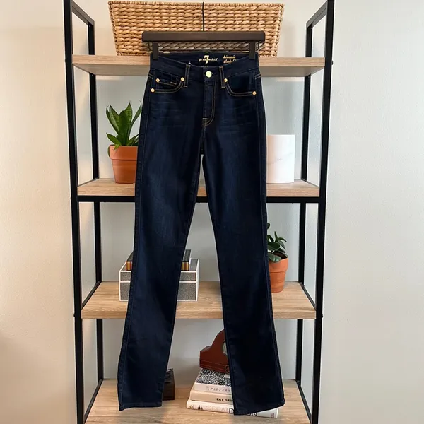 7 For All Mankind Kimmie Straight Leg Dark Wash Jeans, 24 - Image 2