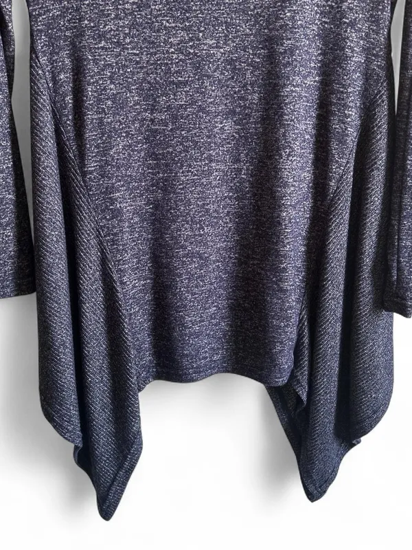 Women’s Navy Long-Sleeve Asymmetric Hem Heathered Tunic Top size S/M - Image 2