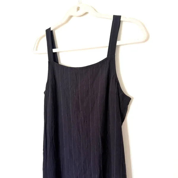 VTG 90s Eddie Bauer Sleeveless Pinstripe Black Maxi Tank Dress Sz 8 (runs small) - Image 7