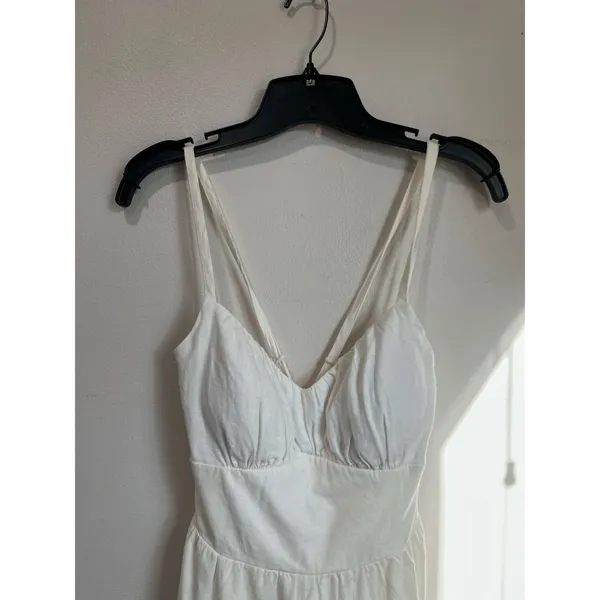 Hollister‎ White Linen Blend Tiered Mini Dress Casual Summer Size M - Image 3