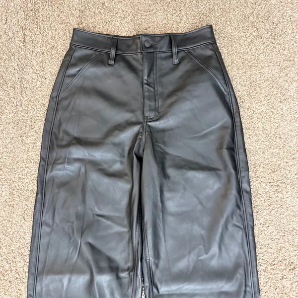 Social Tourist Ultra High Rise Baggy Faux Leather Pants Womens 7R W28 Black - Image 5