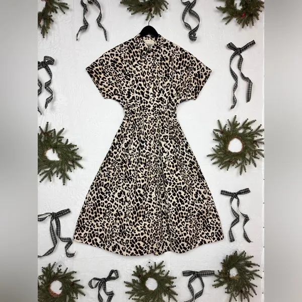 Exquise Anthropologie Cotton Blend Relaxed Leopard Tobie Shirt Dress Sz XS. P-46 - Image 2