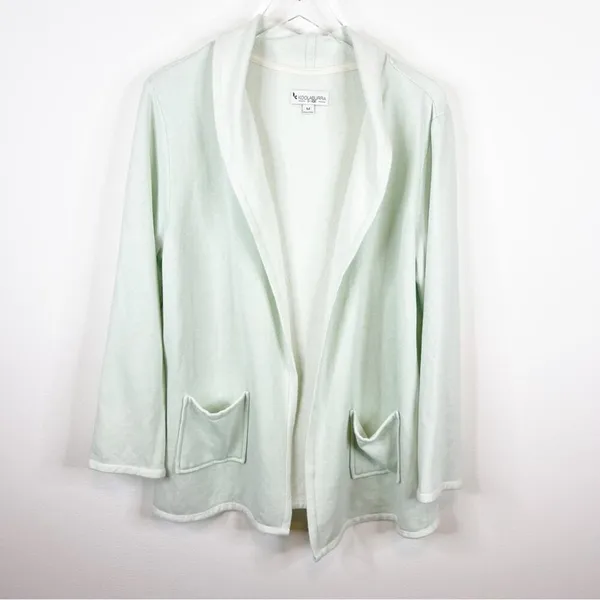 Koolaburra by UGG French Terry Open‎ Front Cardigan Women's M Mint Green Cozy - Image 3