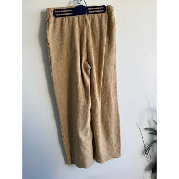 Madewell MWL Womens Wide Leg Lounge Pants Tan‎ Textured Knit Pockets Size M - Image 3