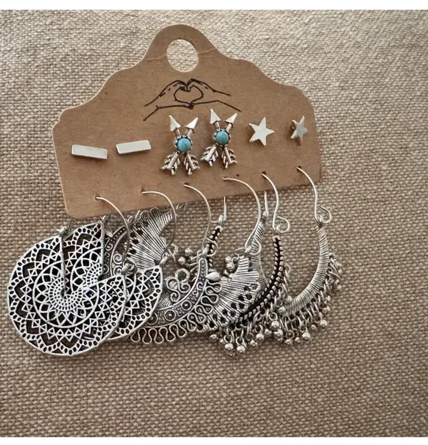 Western Earrings Silver - Image 3