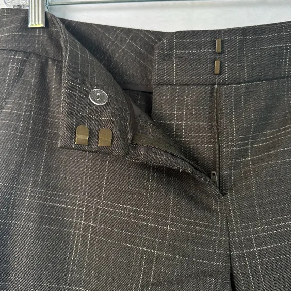 New York & Company Brown Plaid Wide Leg Stretch Trousers Pants 12 Petite - Image 4