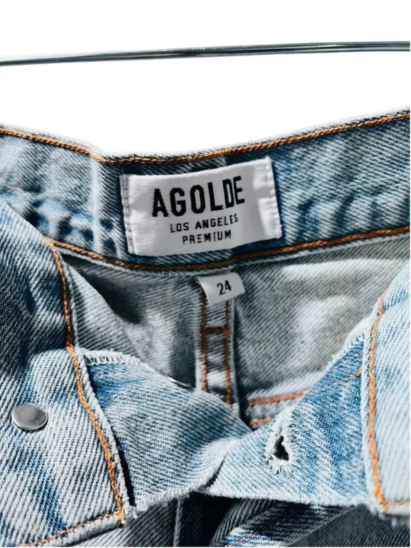 Agolde Premium Cut Off Denim Jean Shorts Size 24 High Waisted Button Fly Casual - Image 4
