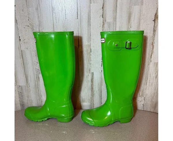 Hunter Kelly Green Gloss Tall Rain Boots‎ Size 4M/5F - Image 3