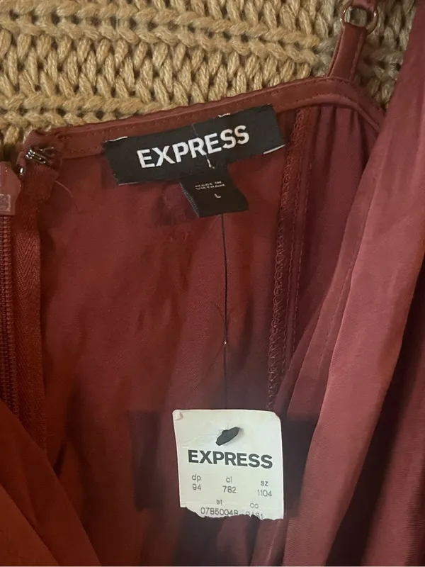 Express Satin Wrap Camisole Dress - Burgundy - Image 2