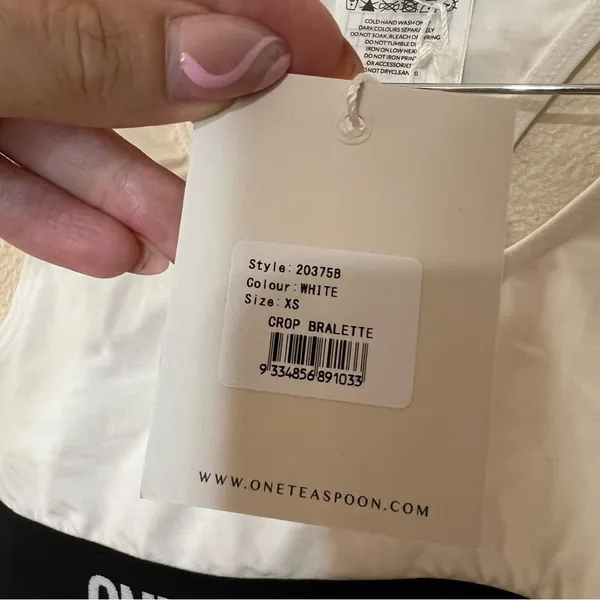 One Teaspoon white crop Racerback bralette NEW XS EXTRA SMALL - Image 6