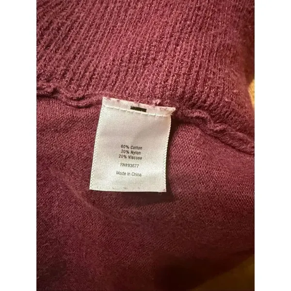 A.N.A. A New Approach Womens Burgundy Open Front Ribbed Cardigan Size Small - Image 5