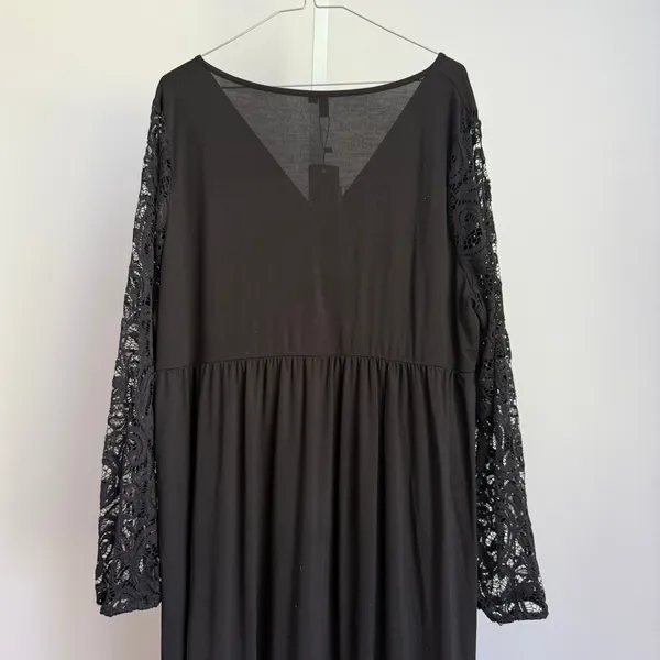 Zattcas Women's XXXL Black Maxi‎ Dress Long Lace Sleeve V Neck - Image 8