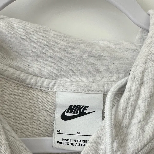 Nike Light Gray Crewneck Hoodie with Black Swoosh - Image 3