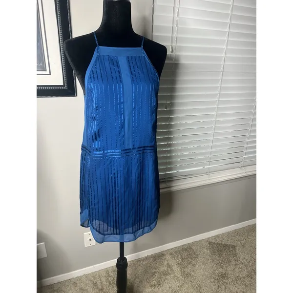 Mason by Michelle‎ Mason Mini Silk Slip Dress 0 Blue Halter Lined - Image 11