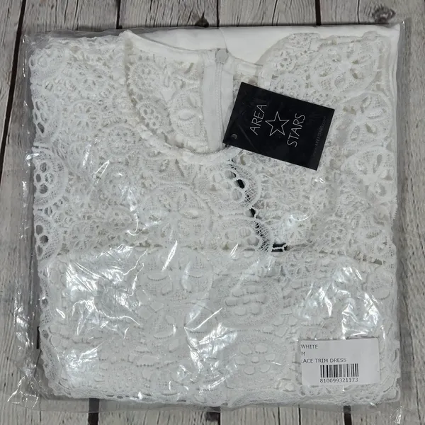 Area‎ Stars White Lace Trim Dress Medium NWT Crochet Boho Coquette Mini - Image 11