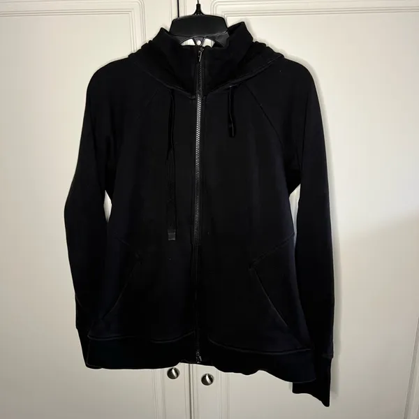 Athleta Triumph Hoodie Black Size Large Fleece Lined Full Zip - Image 3