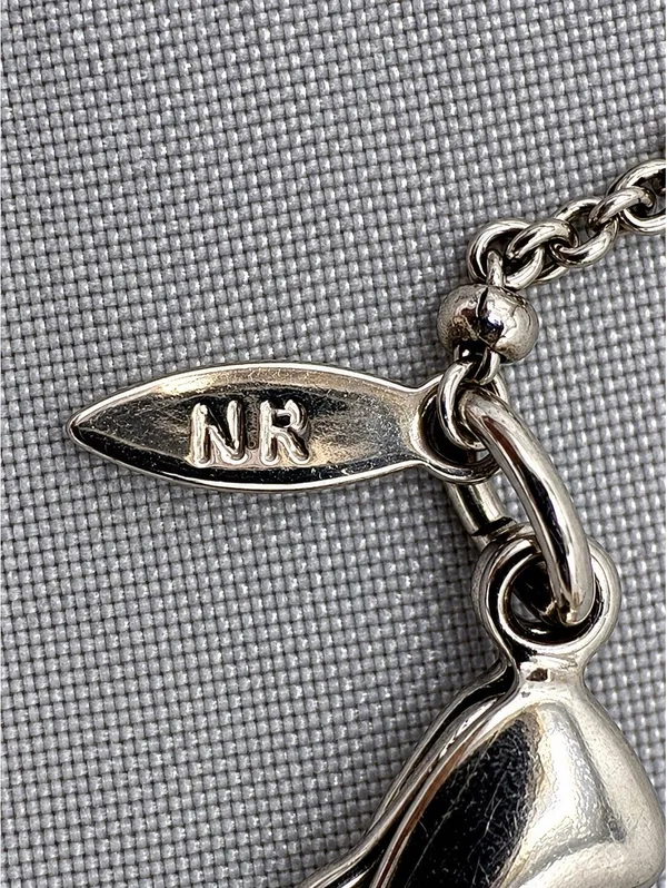 NR Silver Stainless Steel Heart & Key Charm Cable Chain Anklet, Lobster - Image 2