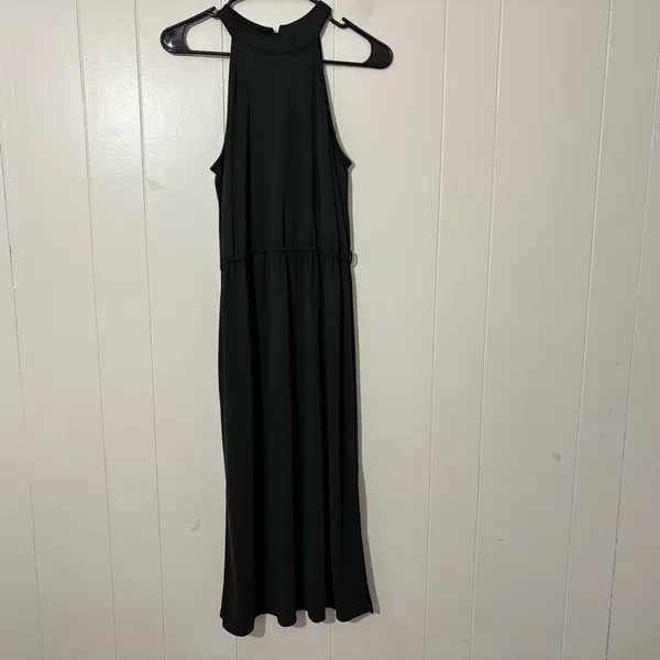 The Good Jane Black Sleeveless Midi Dress Size M High Neck Elastic Waist Minimal - Image 2