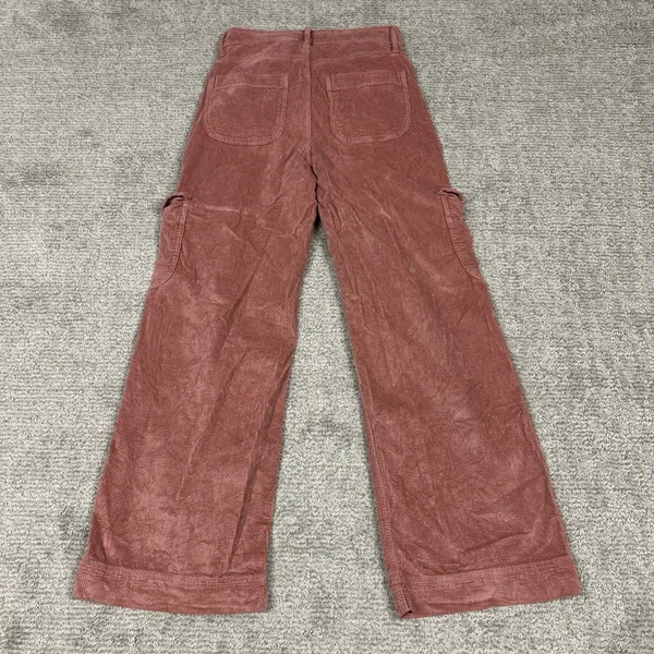 American Eagle Pants Womens 0 Short Pink Corduroy High Rise Cargo Baggy Wide Leg - Image 8