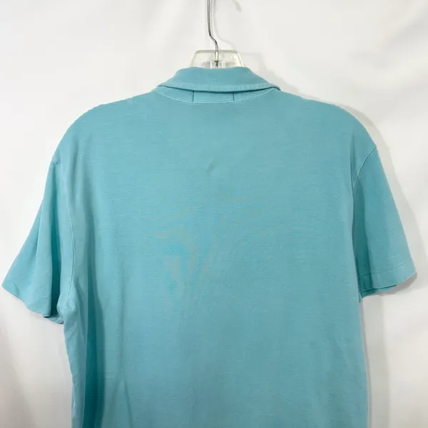 Polo Ralph Lauren Men Medium Polo Shirt Light Blue Yellow Pony Short Sleeve 1520 - Image 8