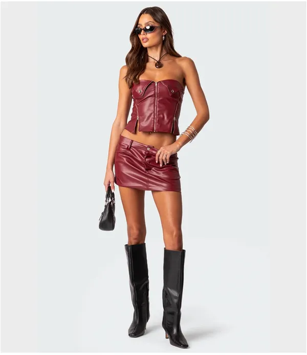 Edikted Leather Skirt Set - Image 2