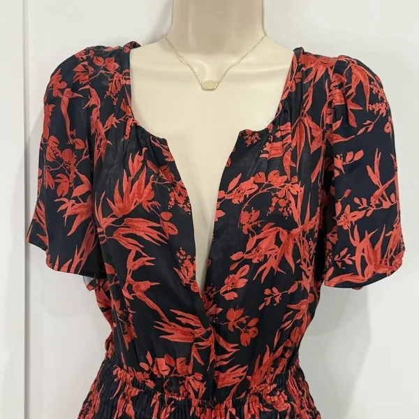 Anthropologie The Somerset Floral Jumpsuit Satin Red Small Wedding Festival Chic - Image 8