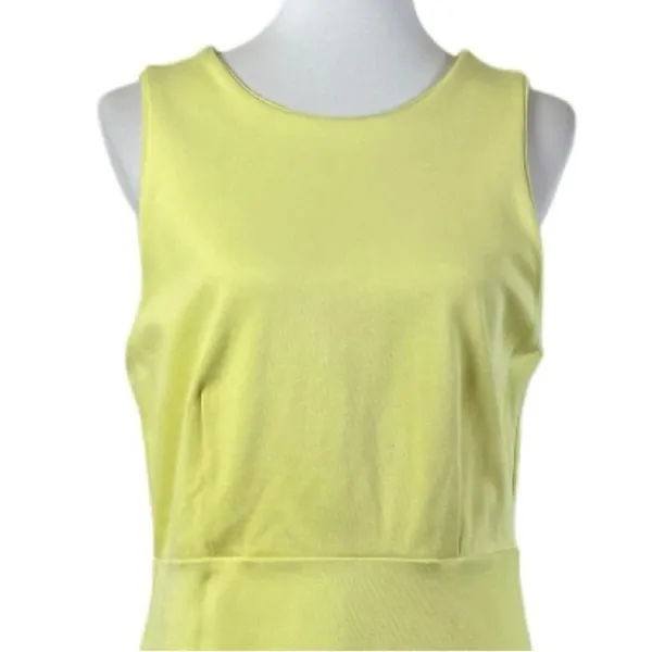Ann Taylor Sheath Dress Flounce Hem Sleeveless Yellow Pique Knit Women’s Size 12 - Image 7