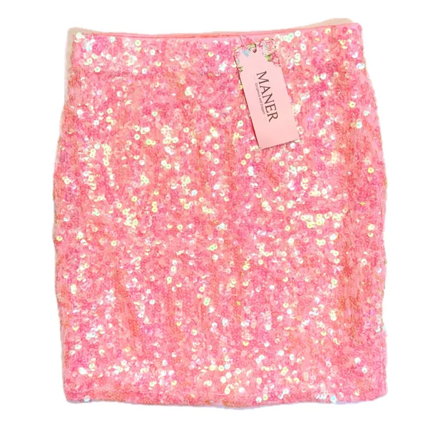 NWT MANER Pink Sequin Mini Skirt Party‎ Bodycon Small - Image 3