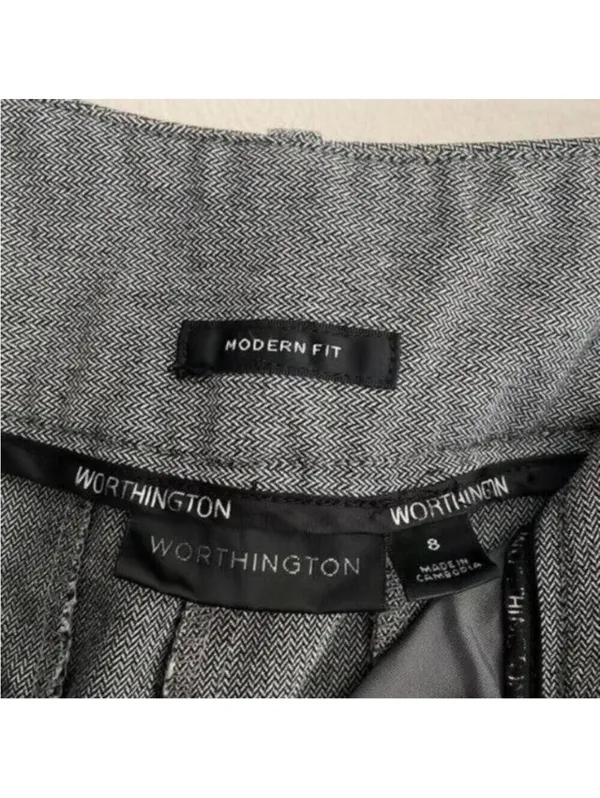 Worthington Modern Fit Grey Micro Herringbone Print Work Trousers - Image 5