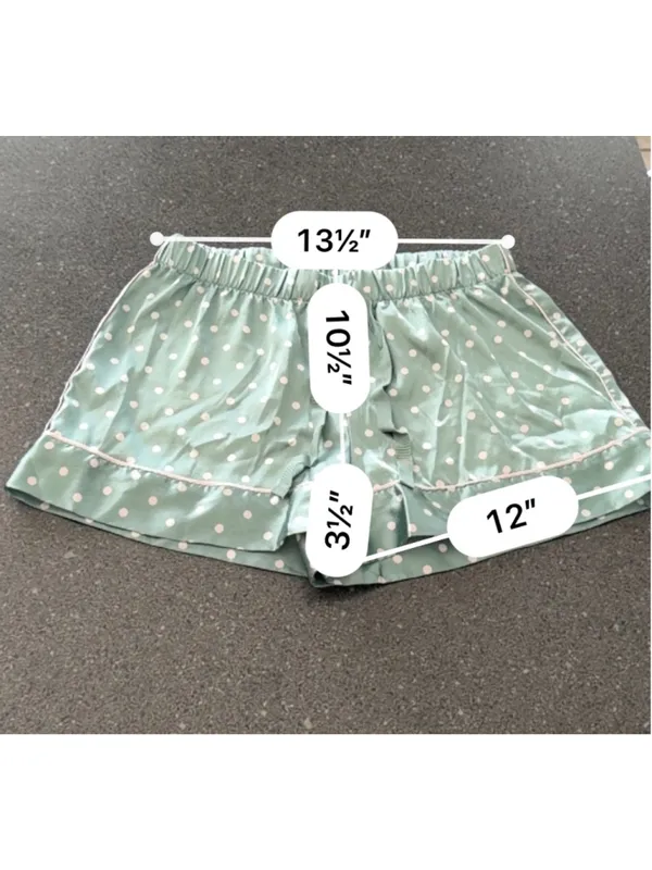 Victoria's Secret Mint Green Polka Dot Satin Pajama Sleep Shorts XS - Image 5