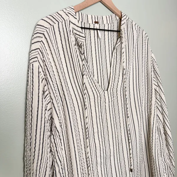 Free People Rhythm Of The Night Striped Tunic Top Ivory Black Women’s Size Small - Image 7