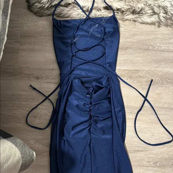 Windsor Blue Bodycon Spaghetti Strap Dress - Image 2