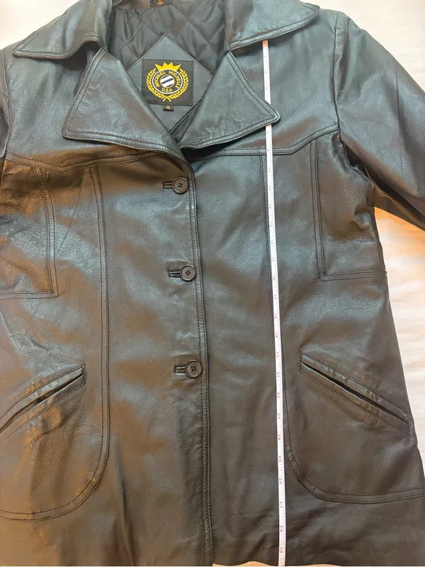 Michael Michelle Women’s Black Genuine Leather Longline Jacket Coat XL - Image 8
