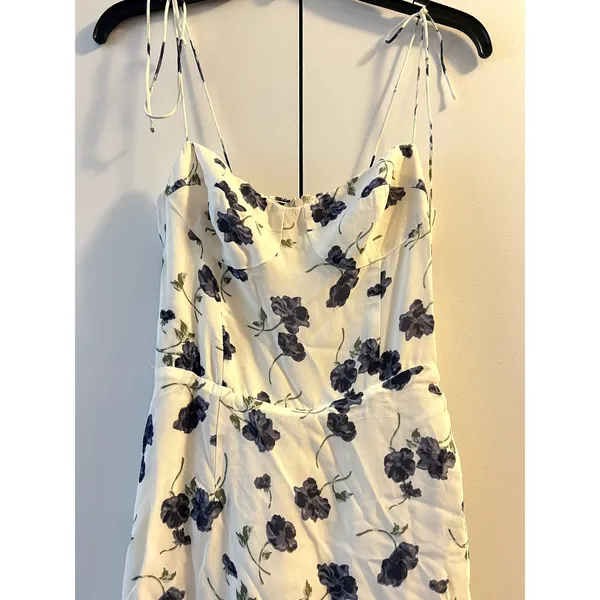 Reformation Kourtney Floral White Blue Dress Blueberries size 2 - Image 3