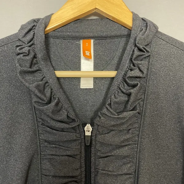Lucy's Jacket Gray Zip-Up Ruffle Ruching Women Size Medium Athletic Running - Image 7