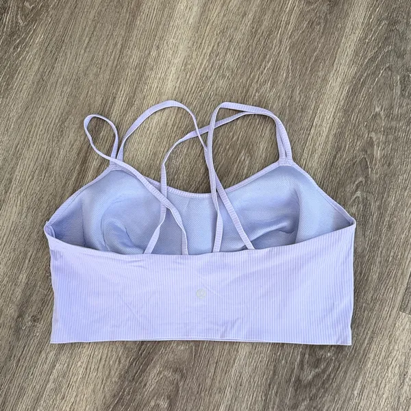 lululemon Lavender Strappy Ribbed Like a cloud Sport Long line Bra 12 - Image 2