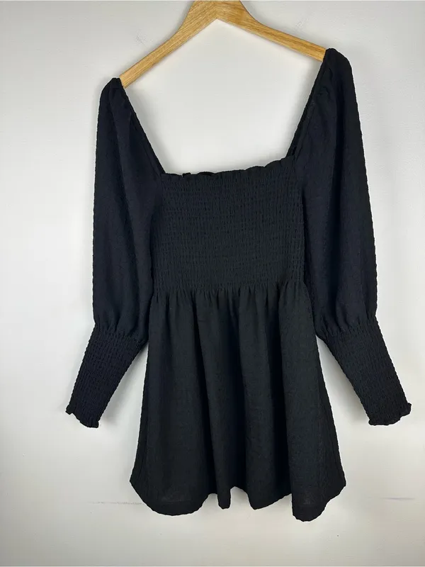 Hill House The Grace Black Mini Texture‎ Nap Dress Women’s Sz S - Image 2