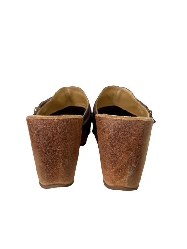 Vintage BCBG Y2k Platform Wooden Leather Clogs Size 8.5 - Image 8