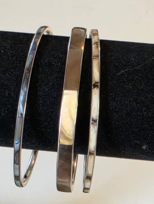 3 Boho Enameled Bangles Brown - Image 2