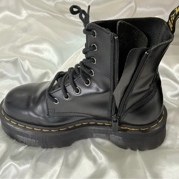 Dr. Martens Jadon Hi Polished Smooth Boots Leather Black 6 Platform Grunge Edgy - Image 9