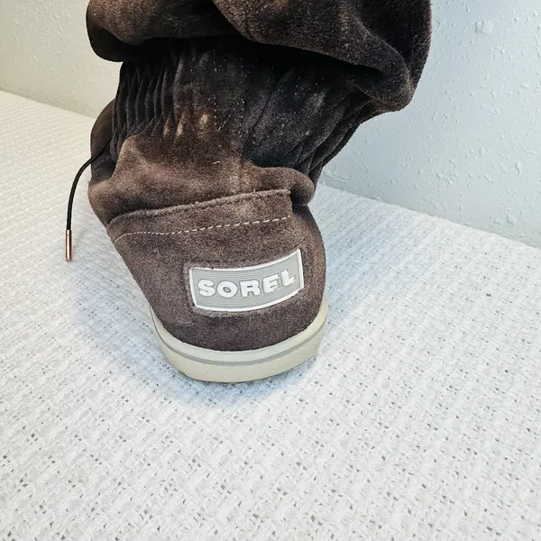 Ladies Sorel Firenzy Tall Wool Lined Winter Boots 8 Brown Suede Flats Shoes Snow - Image 11