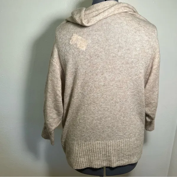 Cato Women's Sz XL Cowl Neck Sweater Oatmeal Heather Beige Dolman Sleeve Stretch - Image 9