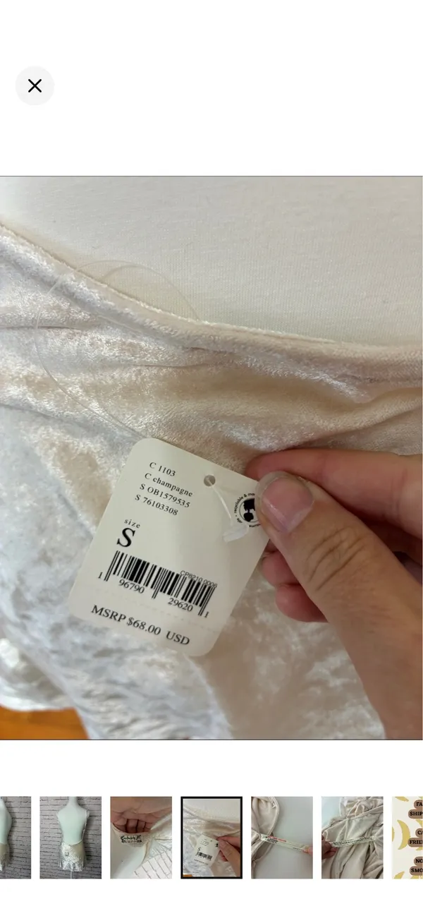 Intimately Free People Velvet All Night Tunic in Champagne NWT Small. Stretchy and soft. Completely open back. Adjustable straps. 14.5-15.5” bust 26” long approximately - Image 8