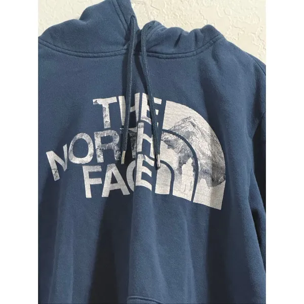 THE NORTH FACE Sweater Adult M Blue White BIG LOGO Spell Out Hoodie Outdoor - Image 2