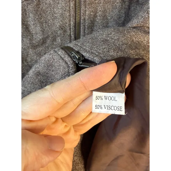 Brown Wool Blend Zip‎ Jacket Coat Women's Size 8 EU 38 Tailored - Image 5