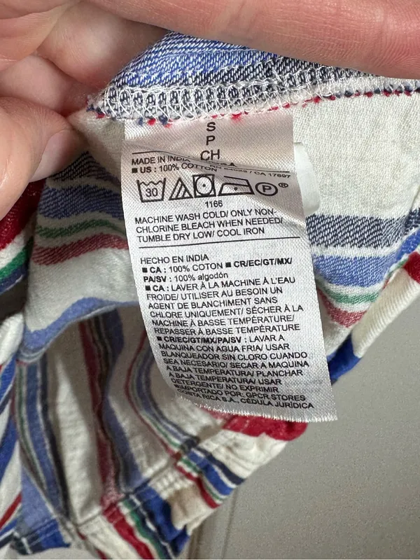 Old Navy railroad Striped Button Front Cotton Shift Dress Sleeveless Pockets - Image 6