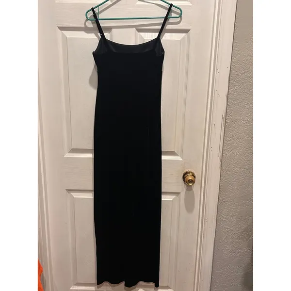 VTG City Triangles Black Velvet Maxi Empire Dress‎ Whimsigoth Grunge Small - Image 5