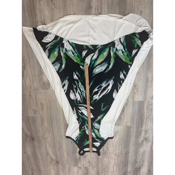 Chico's Palm Passion High-Low Maxi Dress Black White Tropical Leaf Size 2‎ Large - Image 6