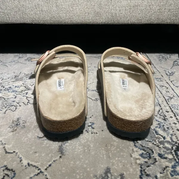 Birkenstock Arizona Shearling Desert Dust Gray Taupe Sandals - Image 8